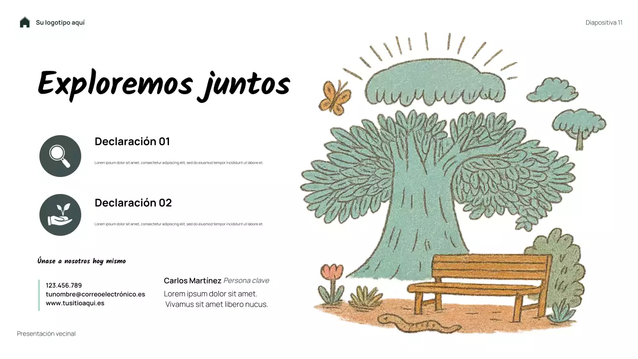 Presentación de mi barrio con flores sencillas y verdes