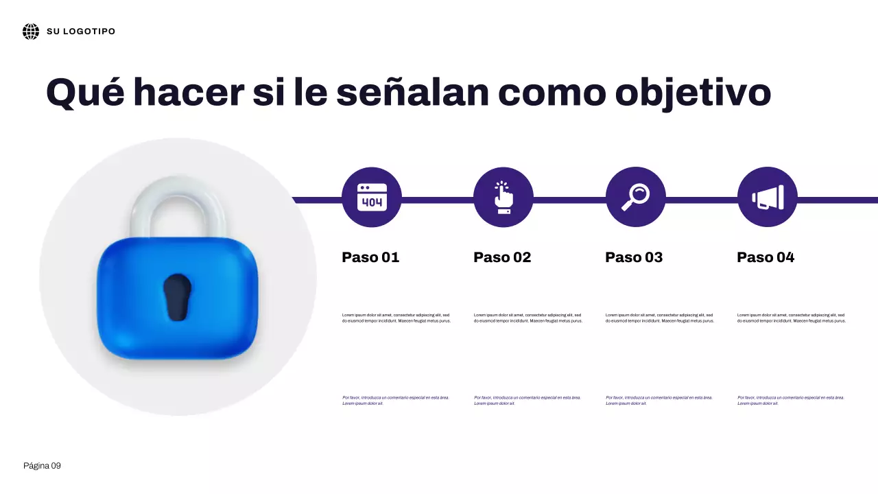 Presentación ilustrativa 3D azul sobre seguridad en Internet