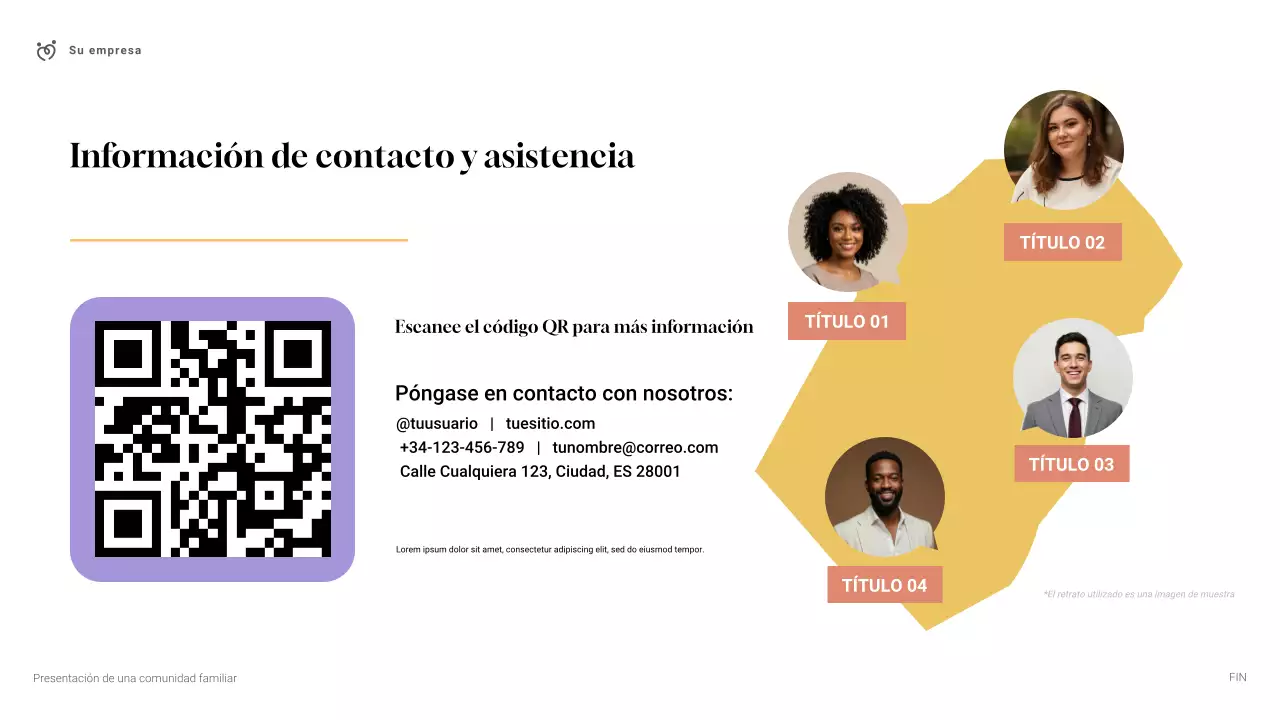 Presentación de la comunidad familiar moderna y sencilla