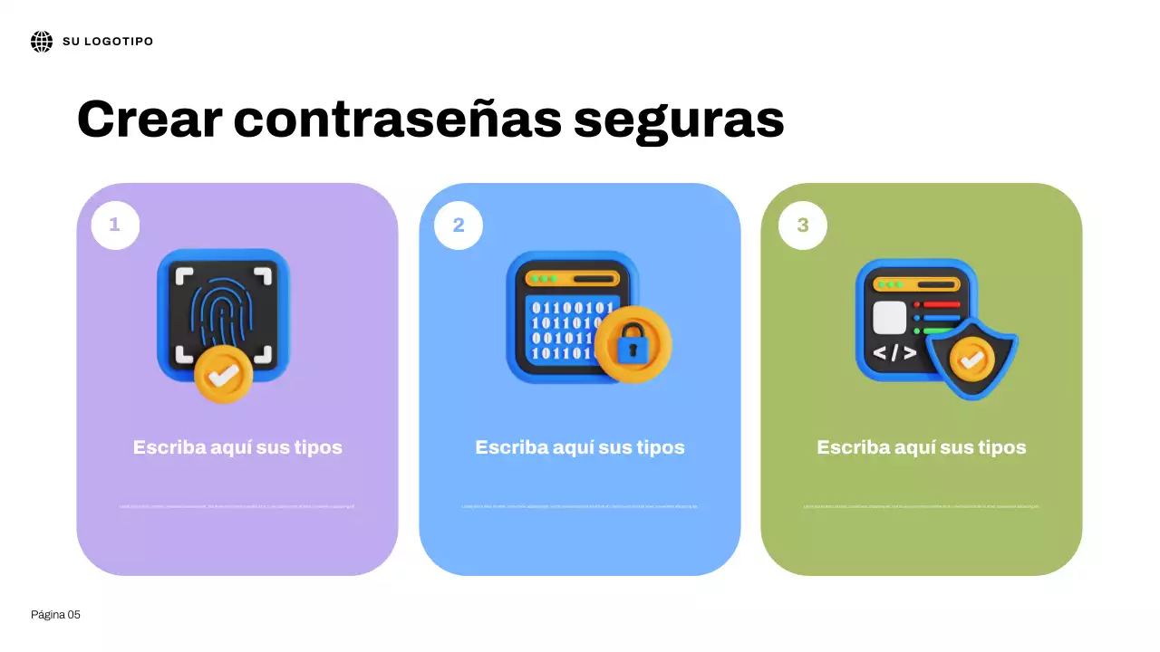 Presentación ilustrativa 3D azul sobre seguridad en Internet