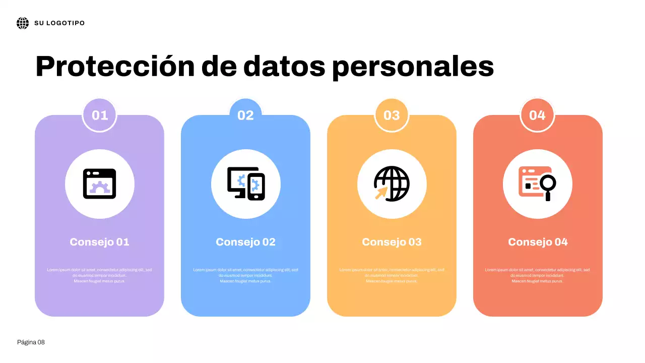 Presentación ilustrativa 3D azul sobre seguridad en Internet