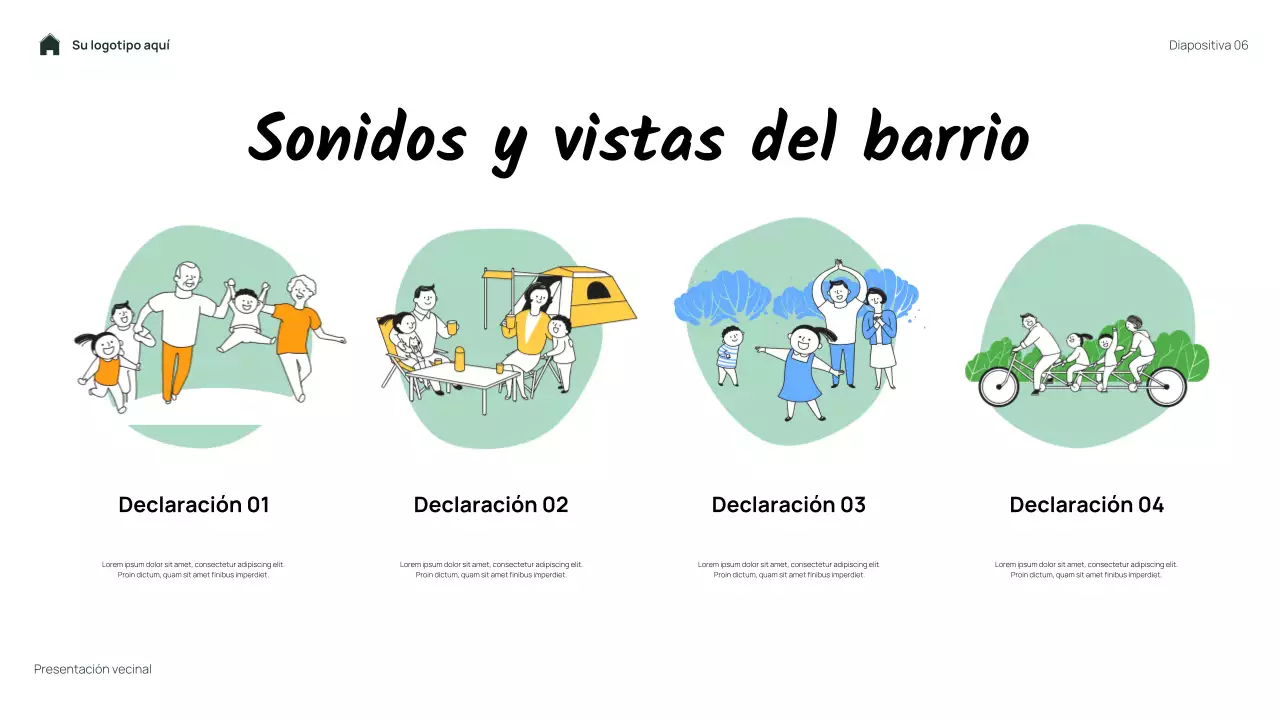 Presentación de mi barrio con flores sencillas y verdes