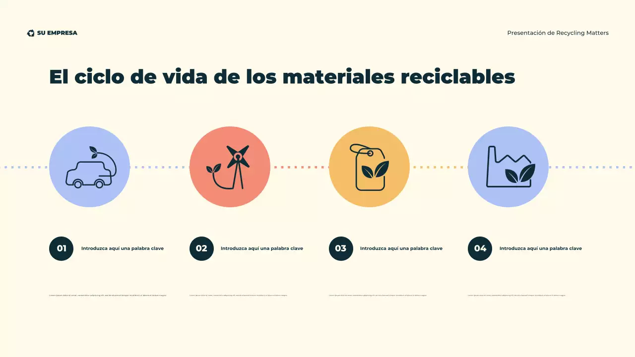 Presentación ilustrativa moderna y ecológica sobre reciclaje ecológico