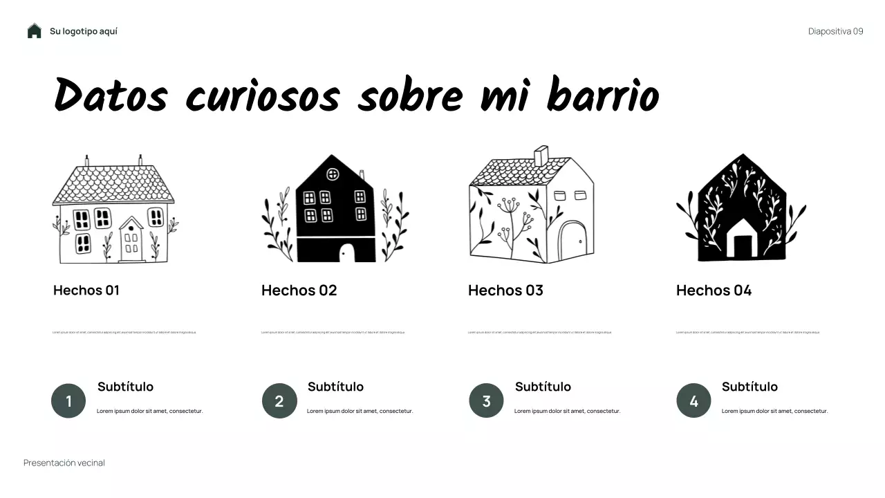 Presentación de mi barrio con flores sencillas y verdes