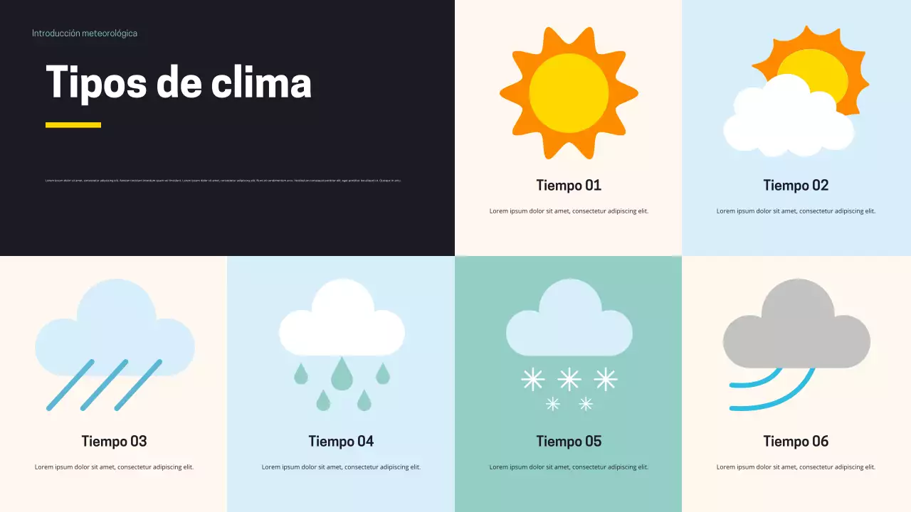 Presentación del clima moderno en negro y naranja