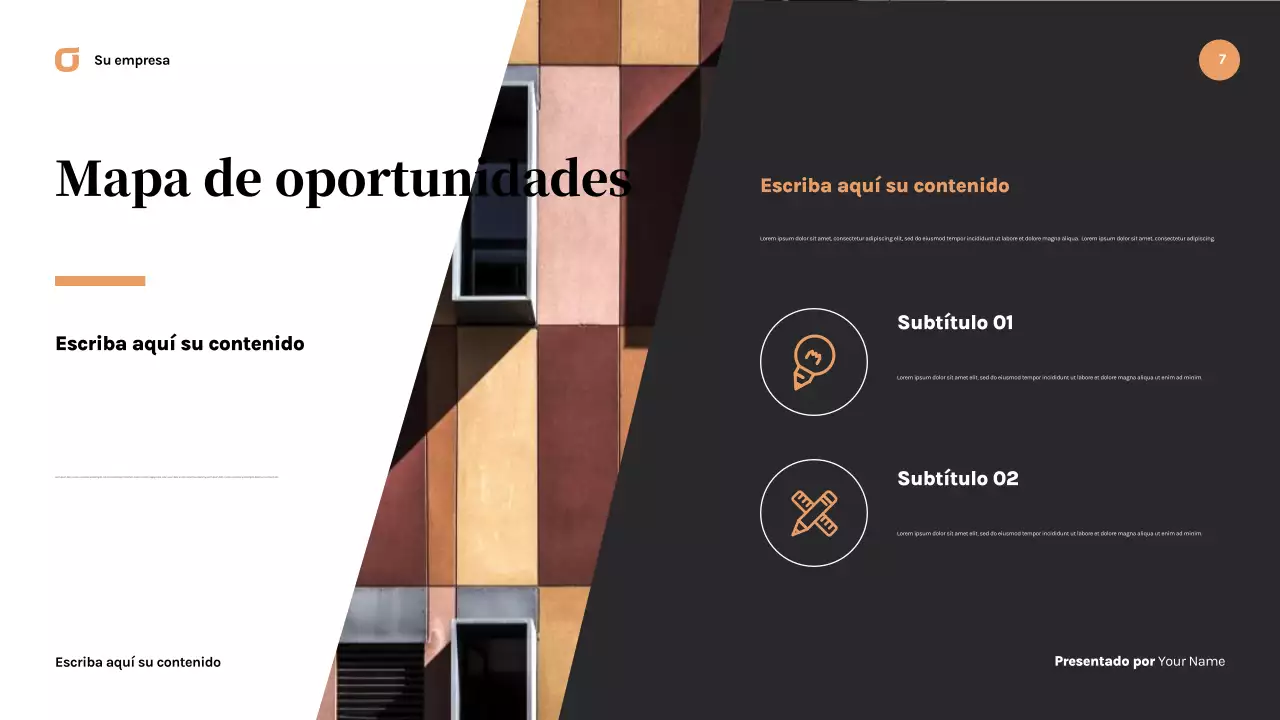 Presentación empresarial moderna en negro