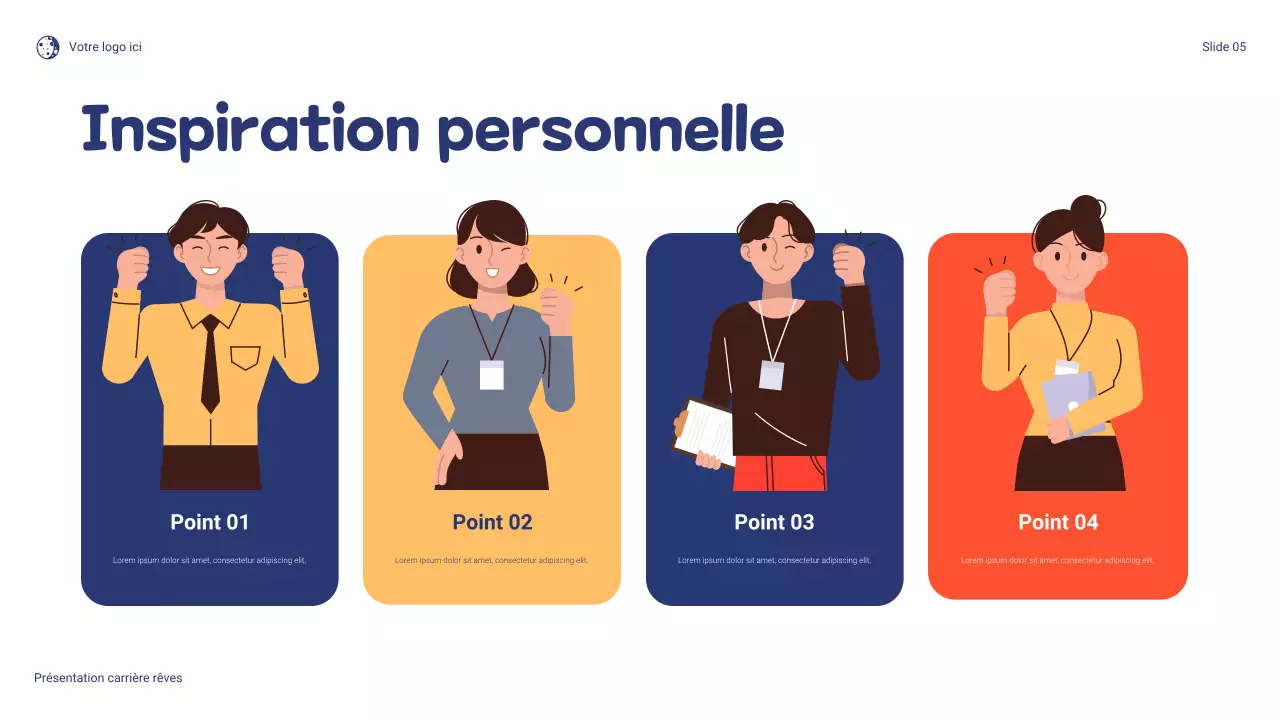 Présentation ludique de ma carrière de rêve en bleu et orange