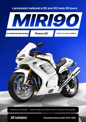 Promotion de lancement de la moto moderne bleue