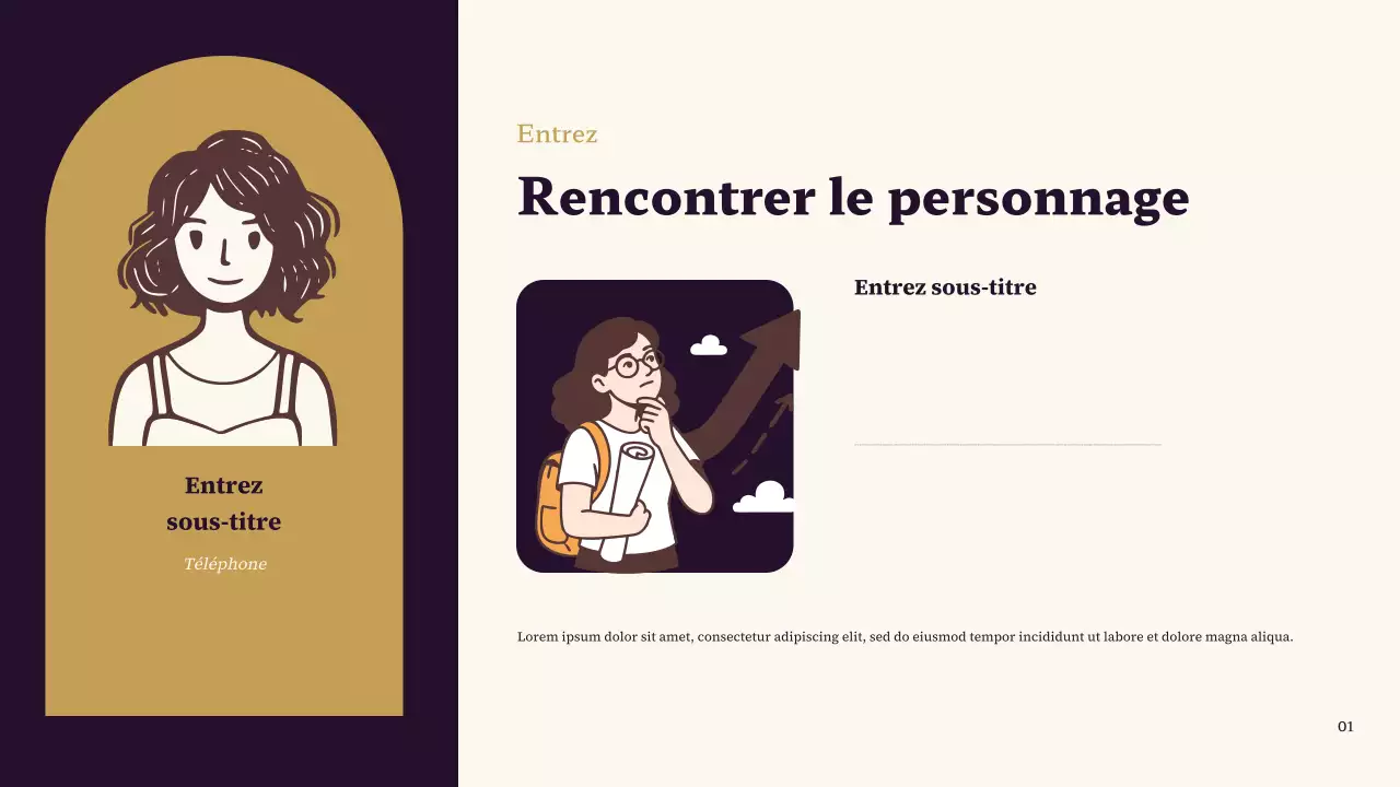 Présentation classique de mon personnage préféré, violet et marron