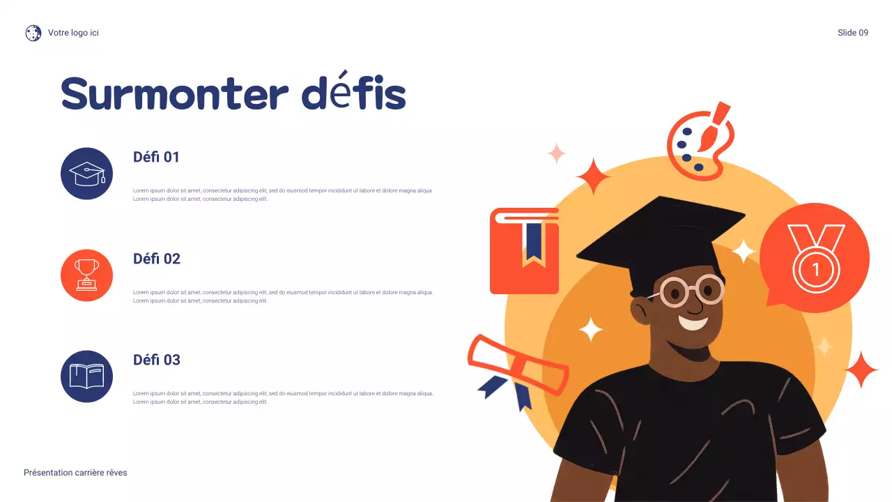Présentation ludique de ma carrière de rêve en bleu et orange