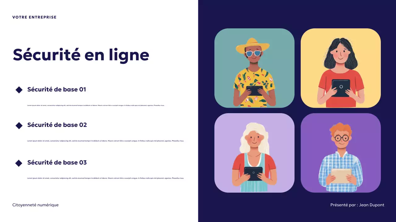 Présentation de la citoyenneté numérique futuriste bleue