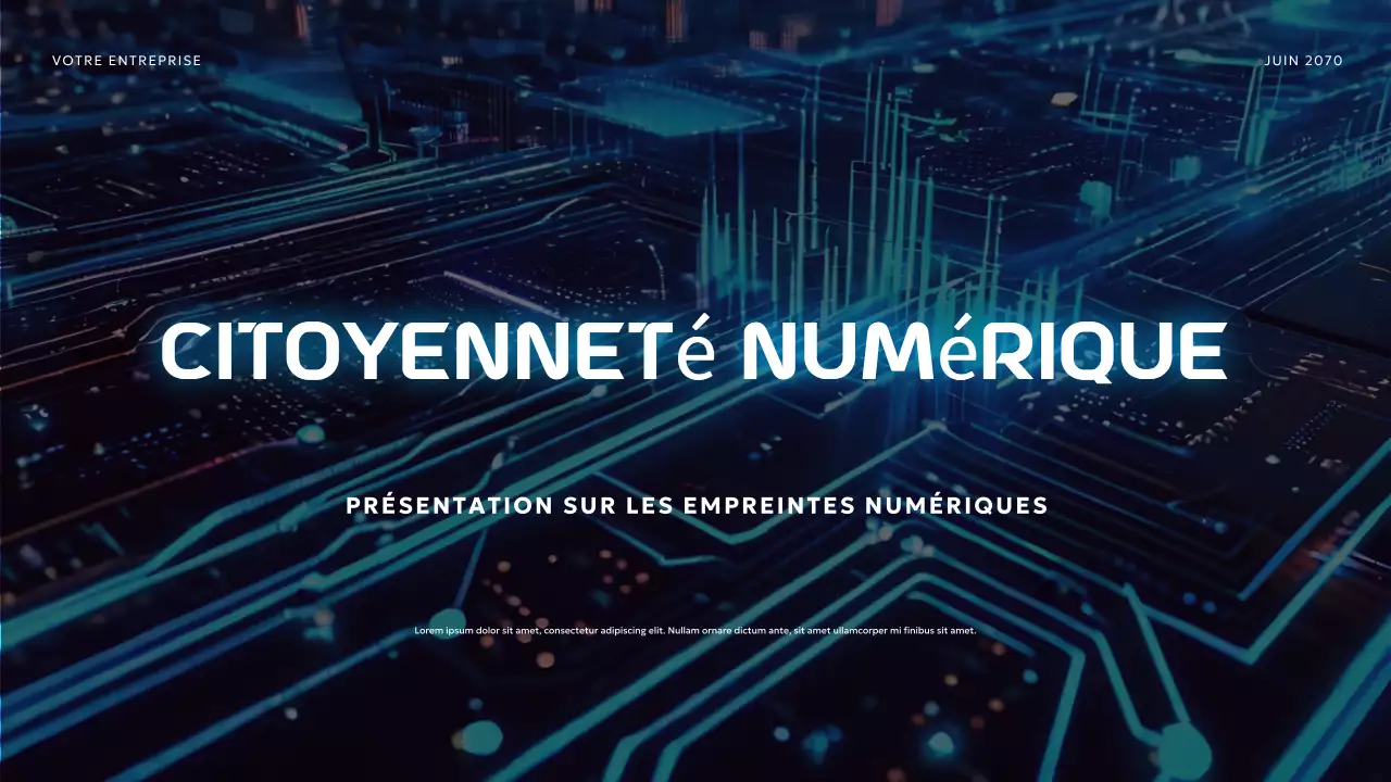 Présentation de la citoyenneté numérique futuriste bleue