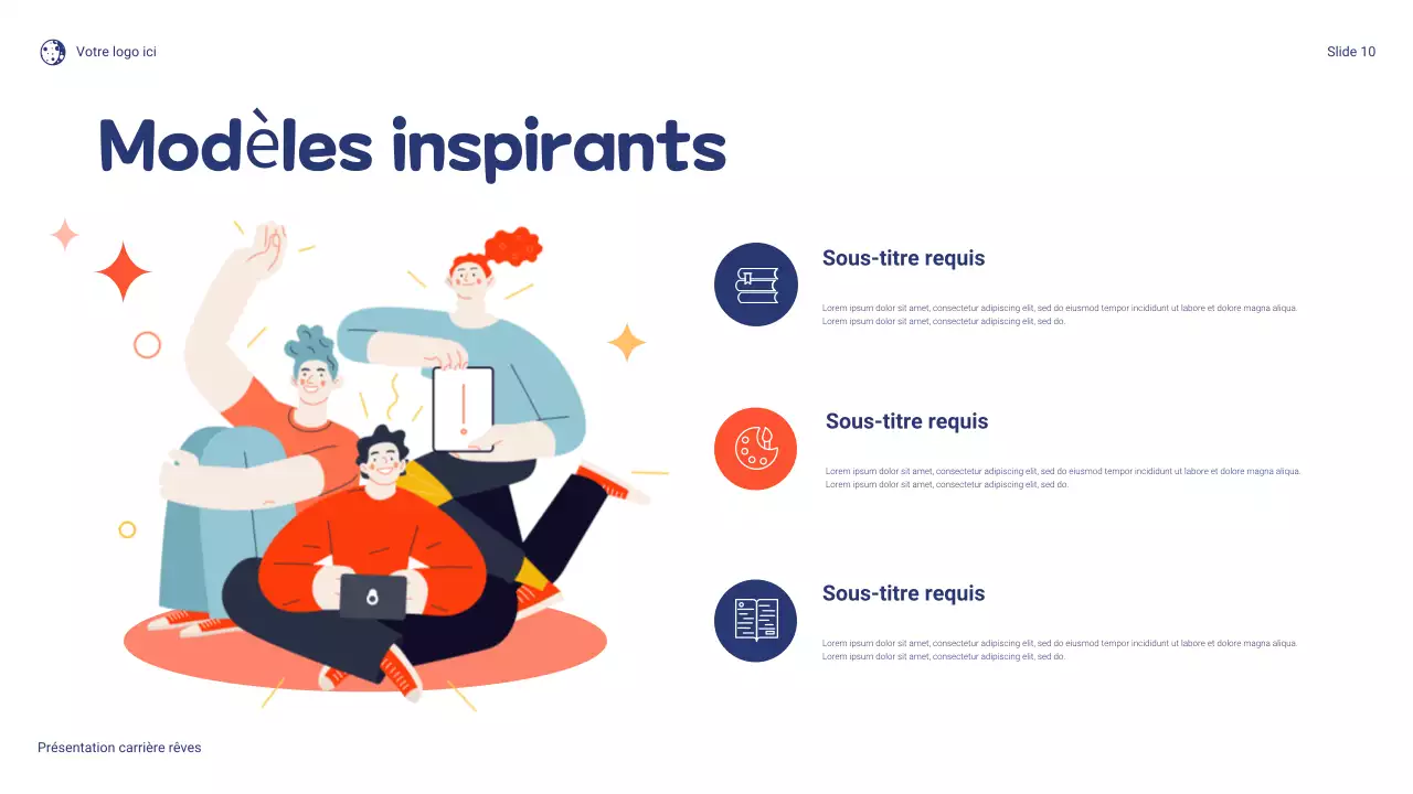 Présentation ludique de ma carrière de rêve en bleu et orange