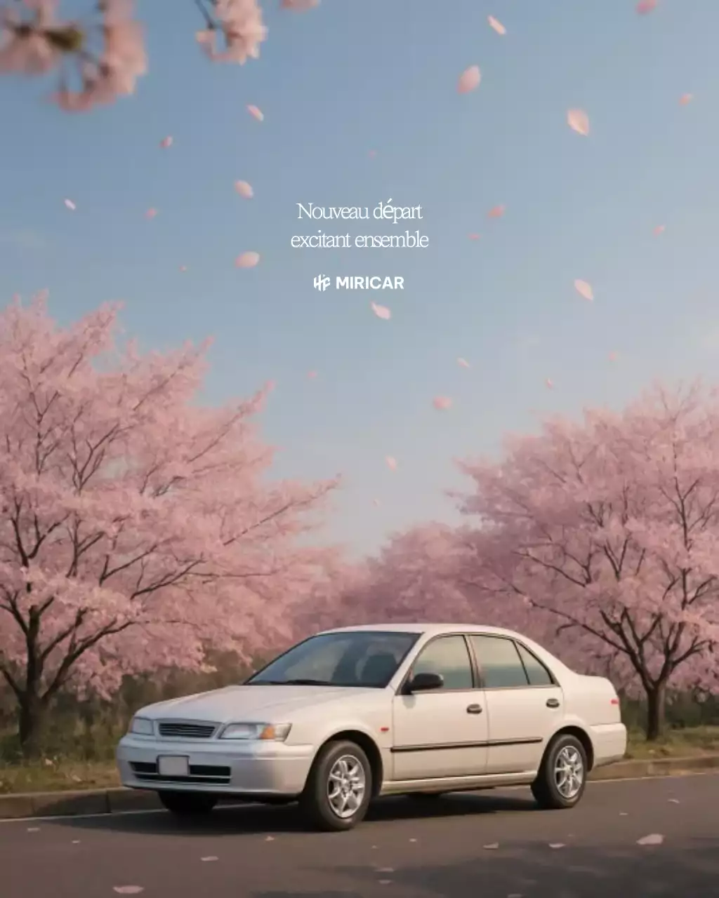 publicité simple pour une voiture rose