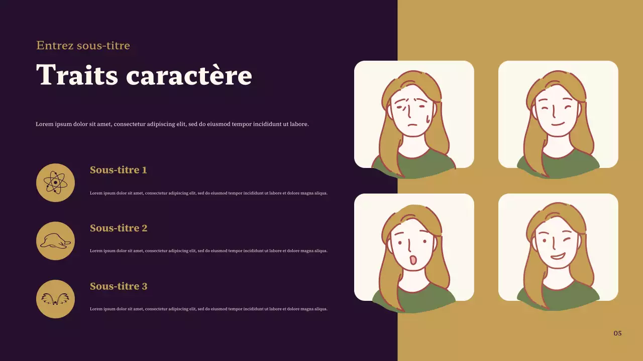 Présentation classique de mon personnage préféré, violet et marron