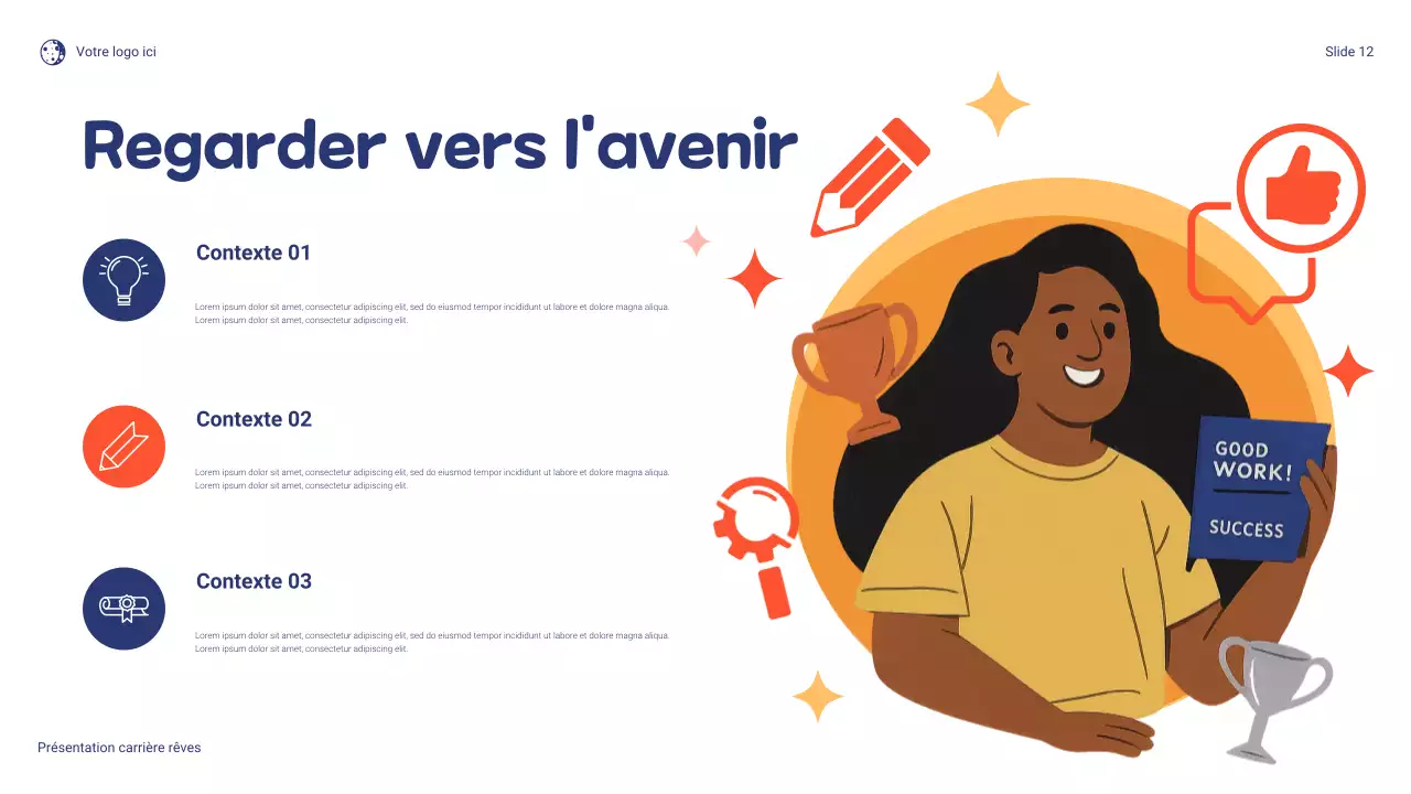 Présentation ludique de ma carrière de rêve en bleu et orange