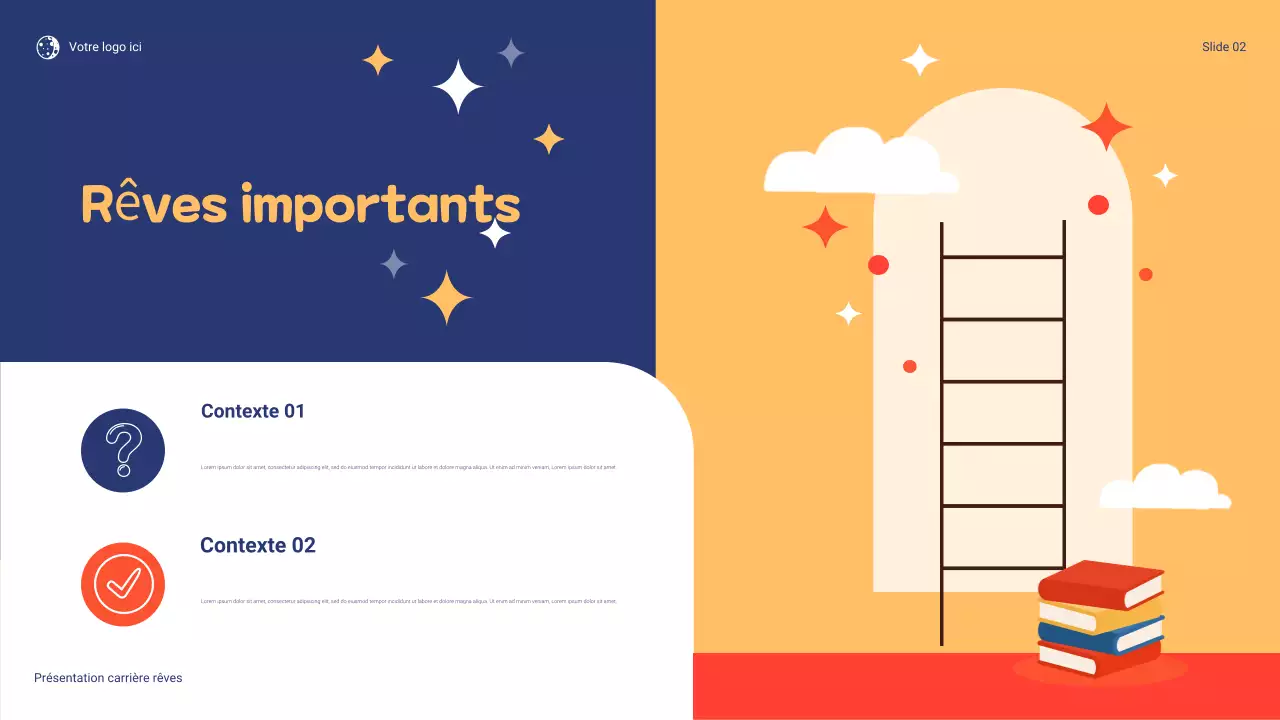 Présentation ludique de ma carrière de rêve en bleu et orange