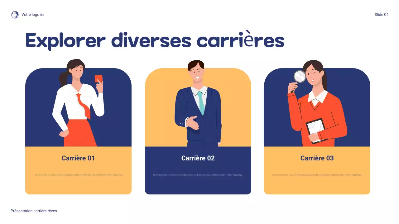 Présentation ludique de ma carrière de rêve en bleu et orange