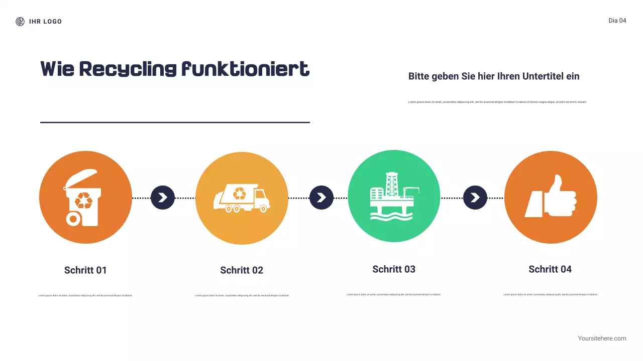 Marineblau und Grün: Moderne Präsentation „Warum Recycling wichtig ist“