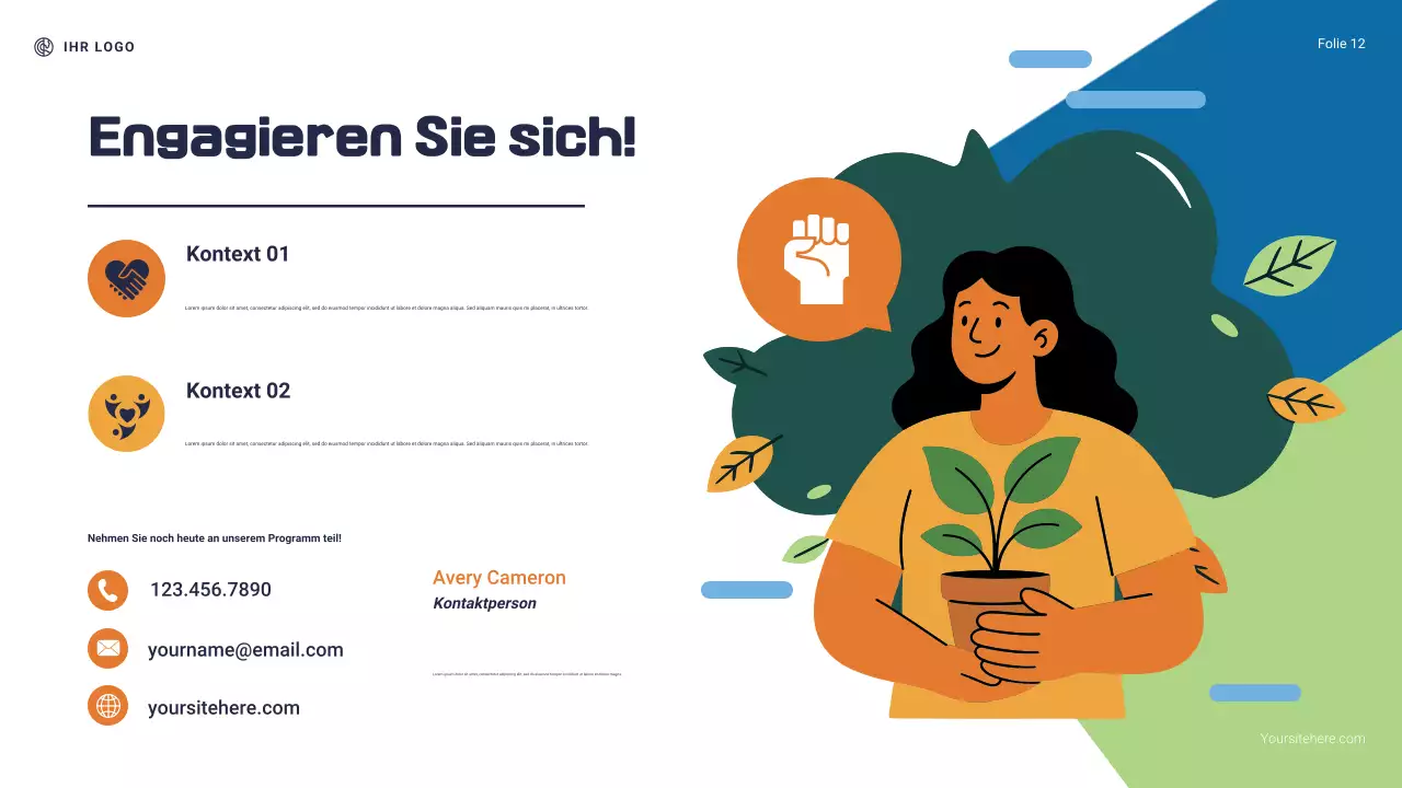 Marineblau und Grün: Moderne Präsentation „Warum Recycling wichtig ist“