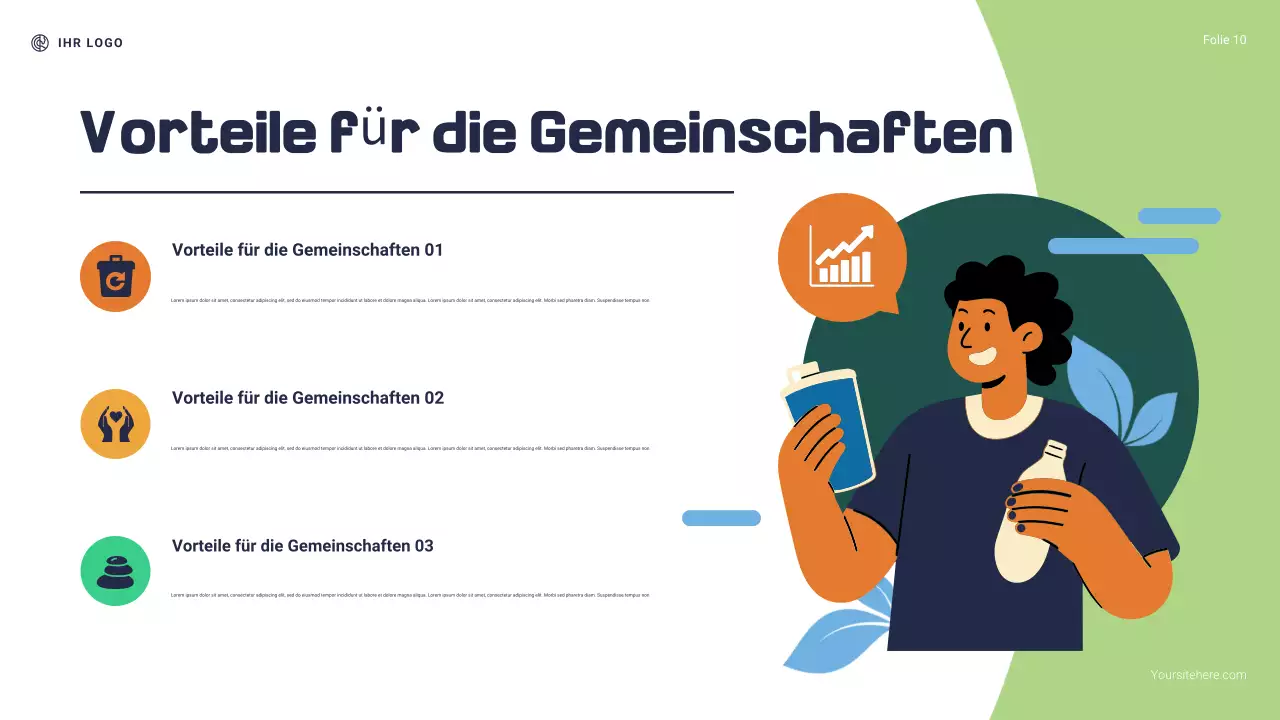 Marineblau und Grün: Moderne Präsentation „Warum Recycling wichtig ist“