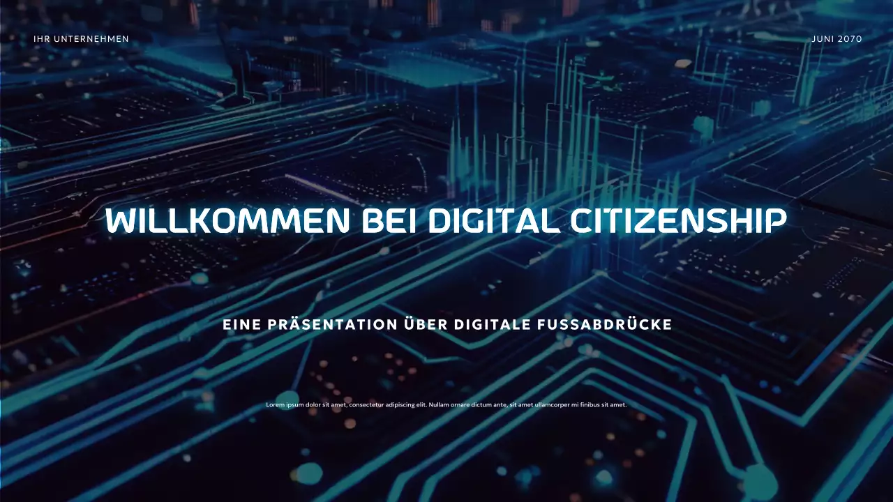 Blaue futuristische digitale Staatsbürgerschaft Präsentation