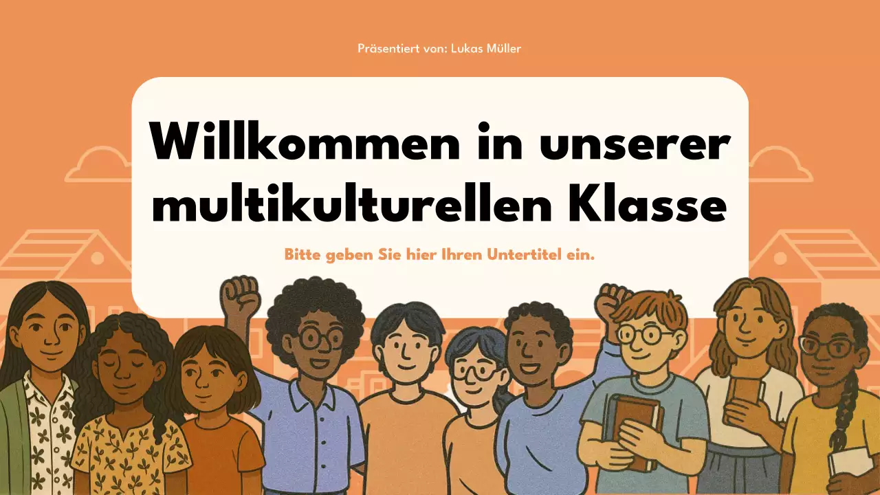 Orange Retro Multikulturelle Klasse Präsentation
