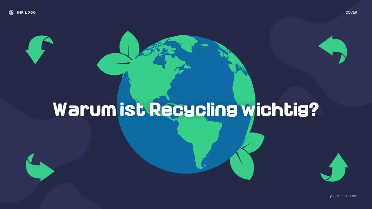 Marineblau und Grün: Moderne Präsentation „Warum Recycling wichtig ist“