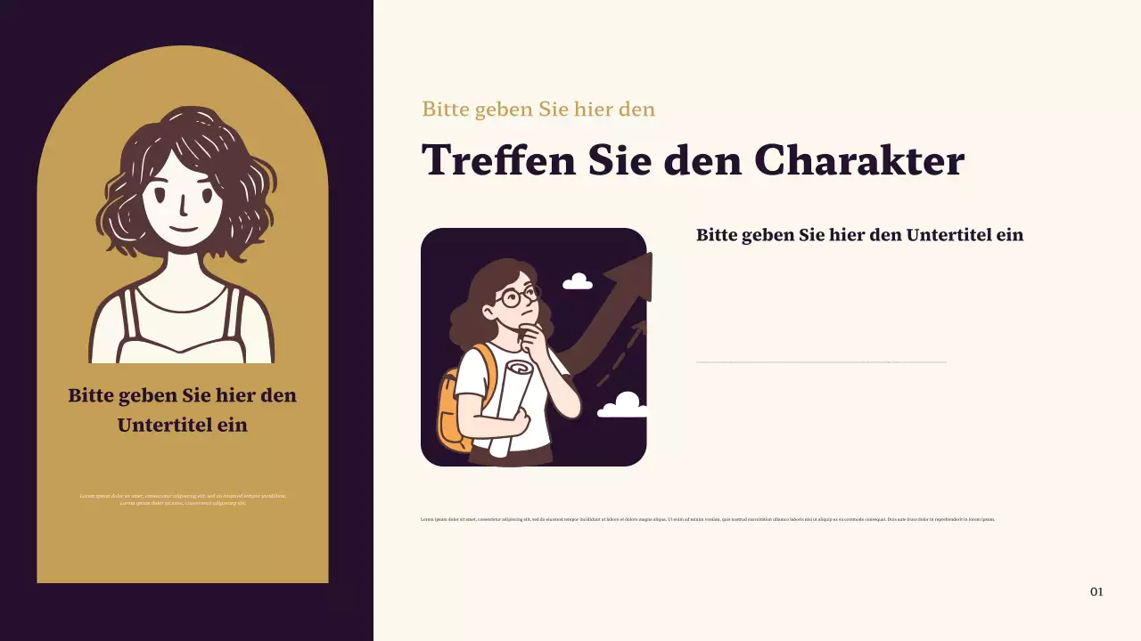 Lila und Braun – Klassische Präsentation „Mein Lieblingscharakter“