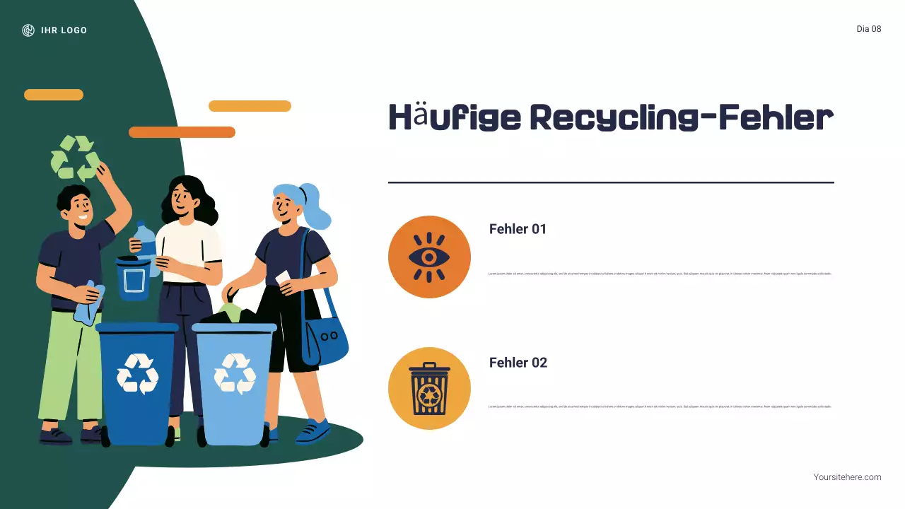 Marineblau und Grün: Moderne Präsentation „Warum Recycling wichtig ist“