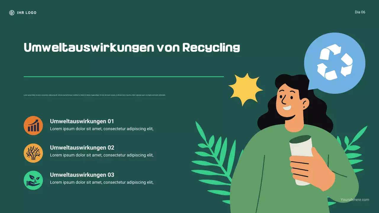 Marineblau und Grün: Moderne Präsentation „Warum Recycling wichtig ist“