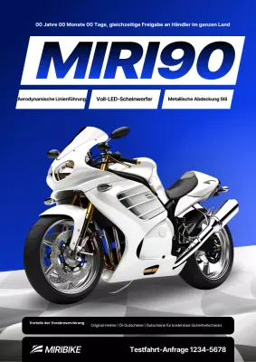 Werbeaktion zur Einführung eines modernen blauen Motorrads