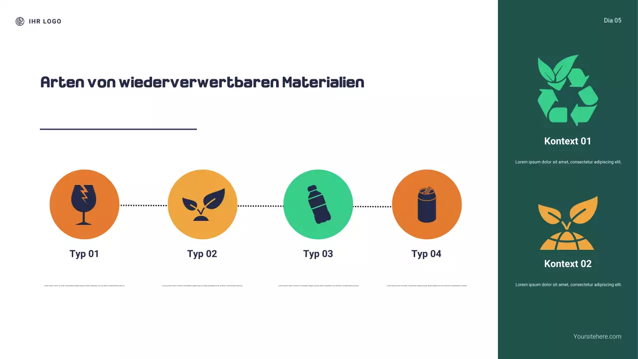 Marineblau und Grün: Moderne Präsentation „Warum Recycling wichtig ist“