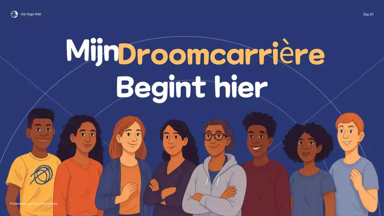 Blauw en oranje speels Mijn droomcarrière presentatie