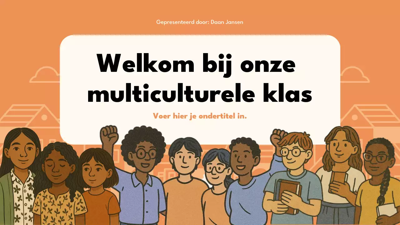 Presentatie van de Orange Retro Multiculturele Klas