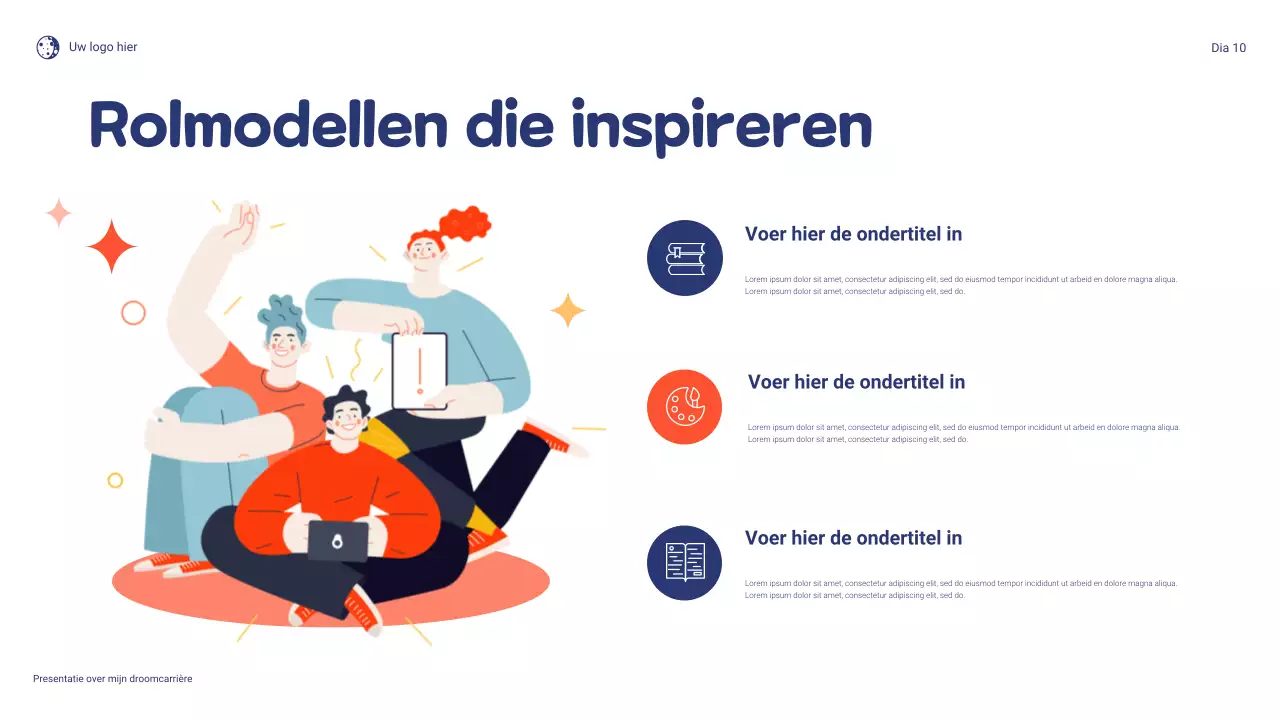 Blauw en oranje speels Mijn droomcarrière presentatie