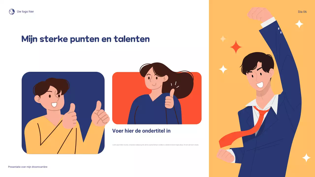 Blauw en oranje speels Mijn droomcarrière presentatie