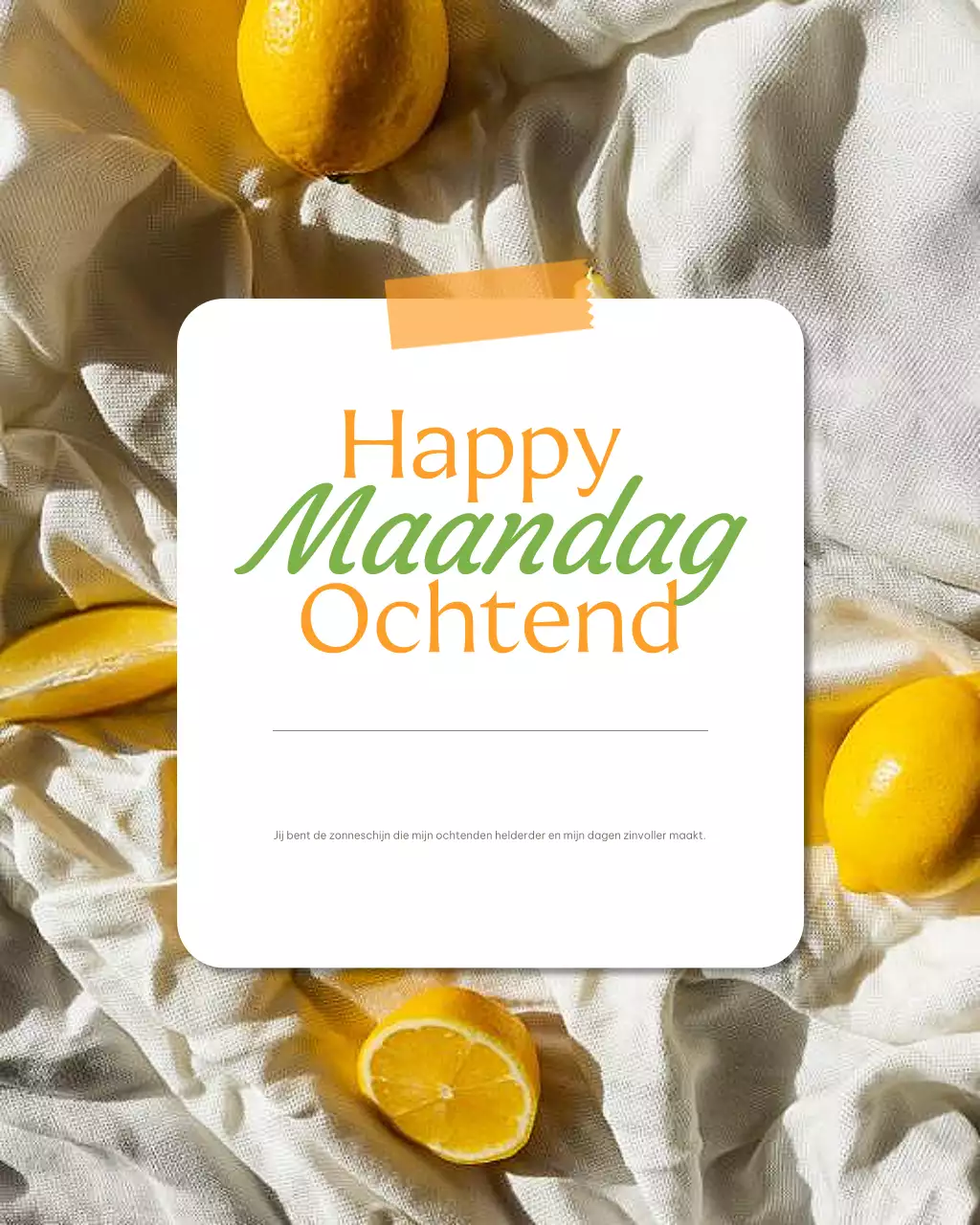 Gele minimalistische ochtendgroet Instagram-post