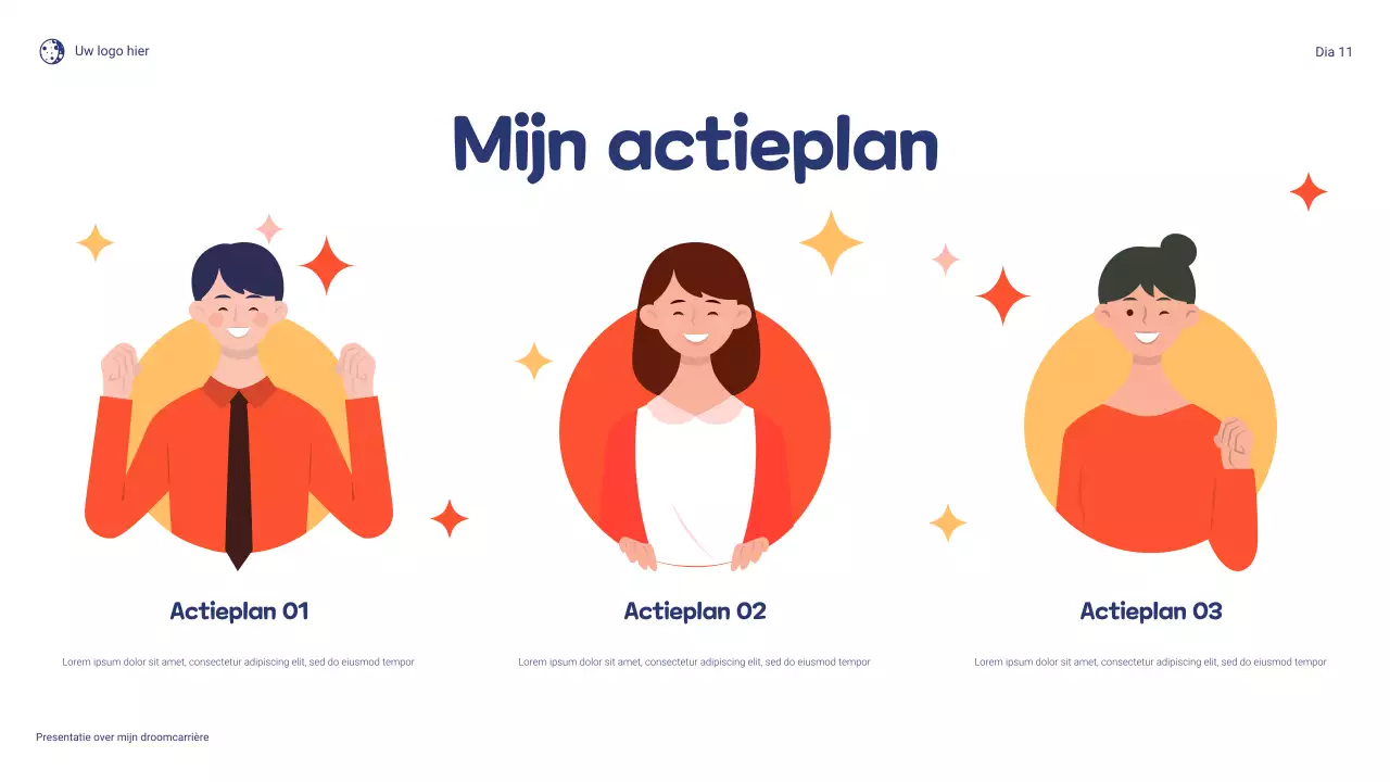 Blauw en oranje speels Mijn droomcarrière presentatie