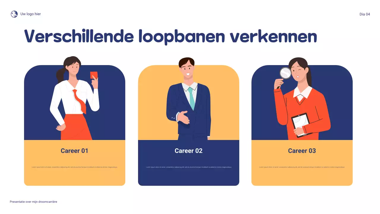 Blauw en oranje speels Mijn droomcarrière presentatie