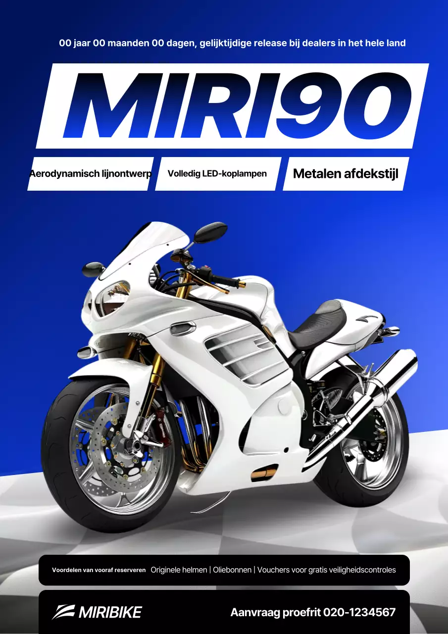 Blauwe moderne motorfiets lanceringspromotie