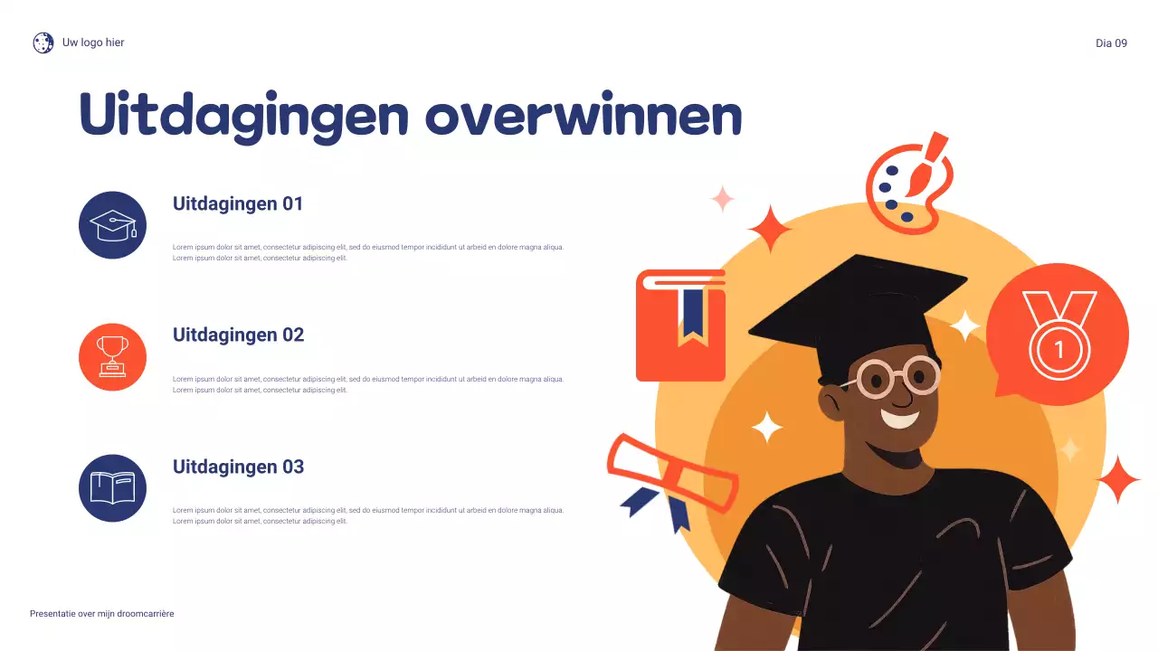 Blauw en oranje speels Mijn droomcarrière presentatie