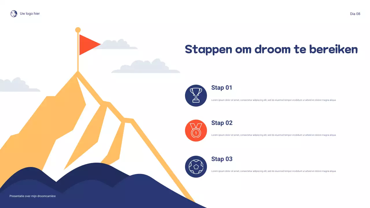 Blauw en oranje speels Mijn droomcarrière presentatie