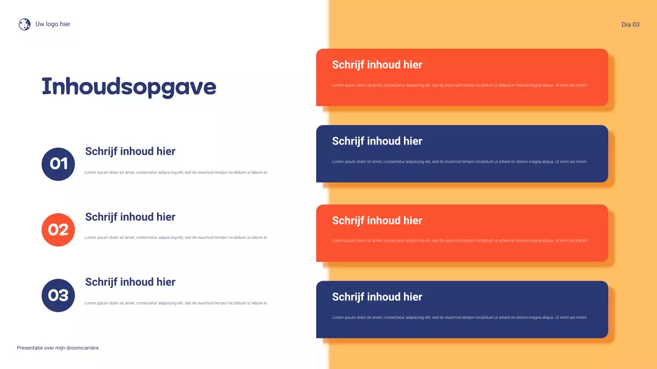 Blauw en oranje speels Mijn droomcarrière presentatie