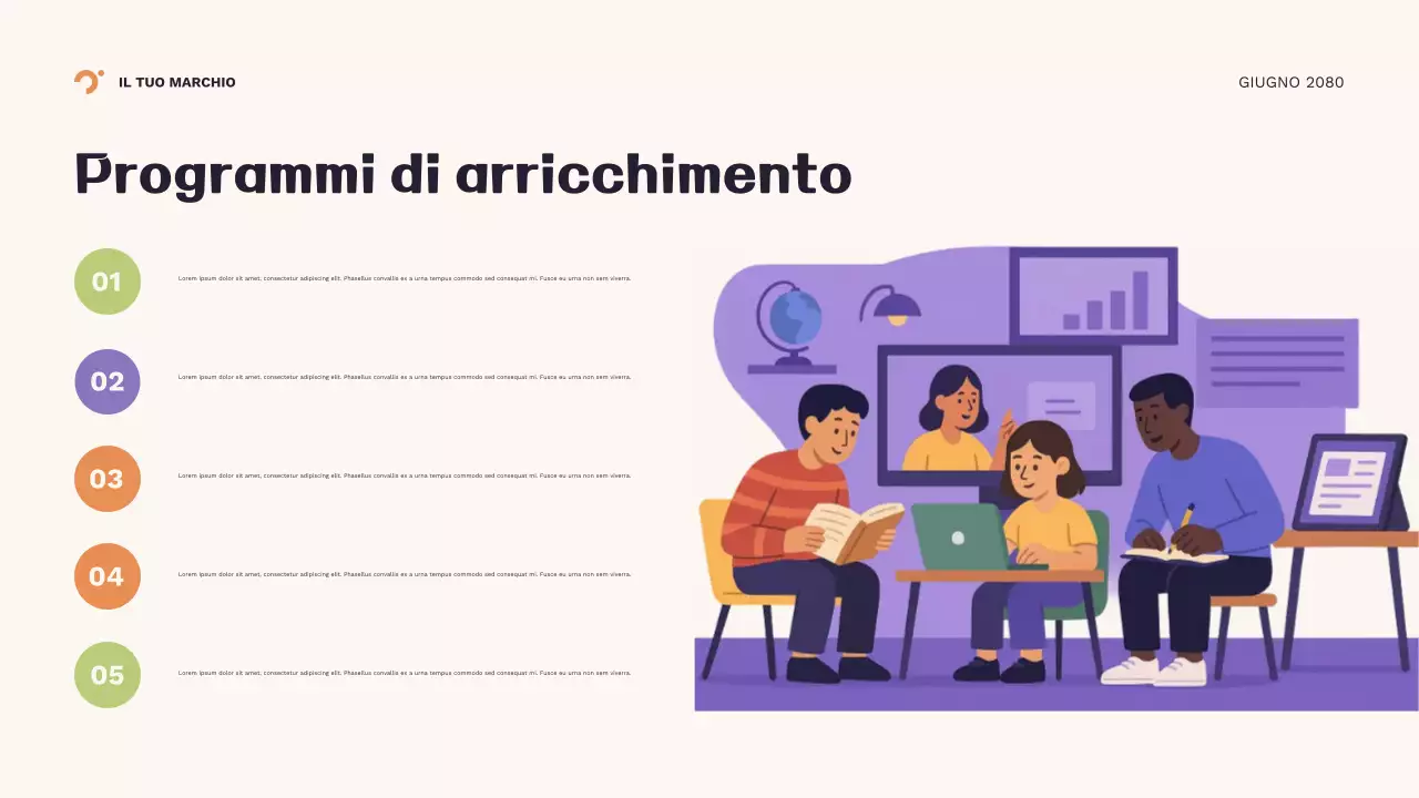 Presentazione del nuovo anno scolastico con motivo geometrico arancione