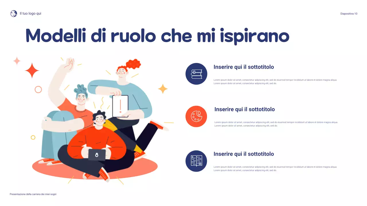 Presentazione del mio sogno di carriera: giocoso blu e arancione