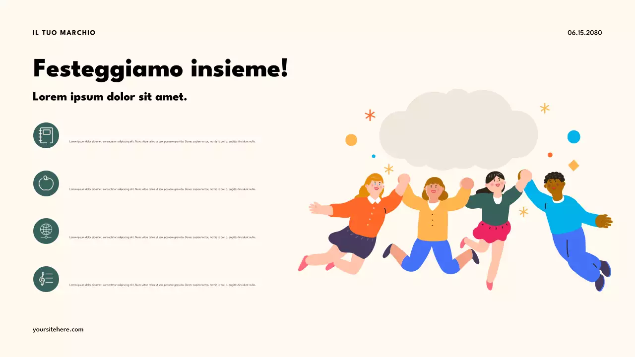 Presentazione della classe multiculturale retrò arancione