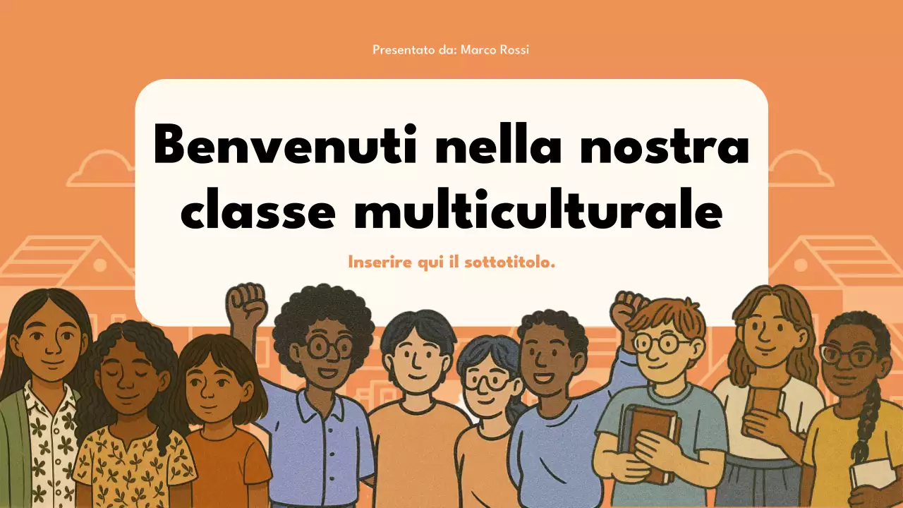 Presentazione della classe multiculturale retrò arancione
