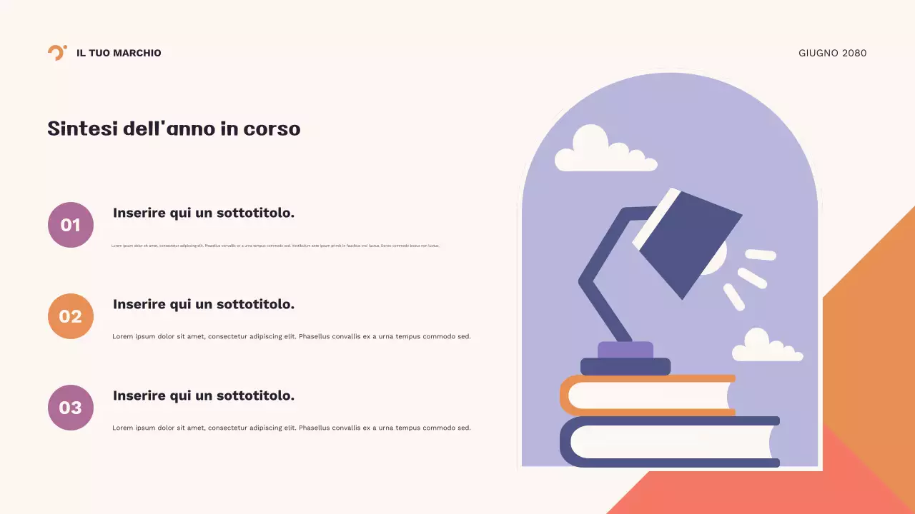 Presentazione del nuovo anno scolastico con motivo geometrico arancione