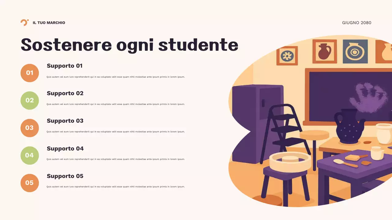Presentazione del nuovo anno scolastico con motivo geometrico arancione